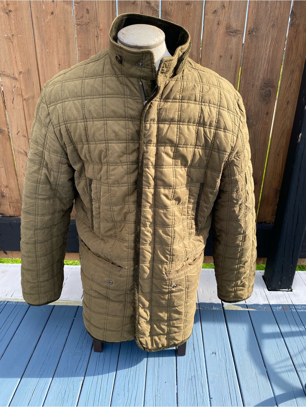 Purdey Quilted Puffer Coat in Olive Green